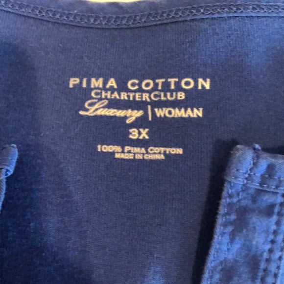 Charter Club Luxury Prima Cotton Cuffed 3/4Sleeve Blouse 3X - Picture 3 of 9